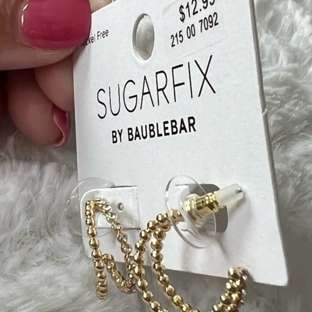 SUGARFIX‎ by BaubleBar Crystal Beaded Double Hoop Earrings - Gold NWT - Picture 2 of 9